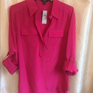 Ann Taylor Silk Popover Camp Shirt